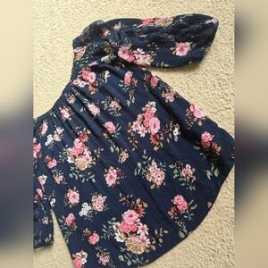 🌈100% Rayon Lace Sleeve Elastic Neckline Floralcore